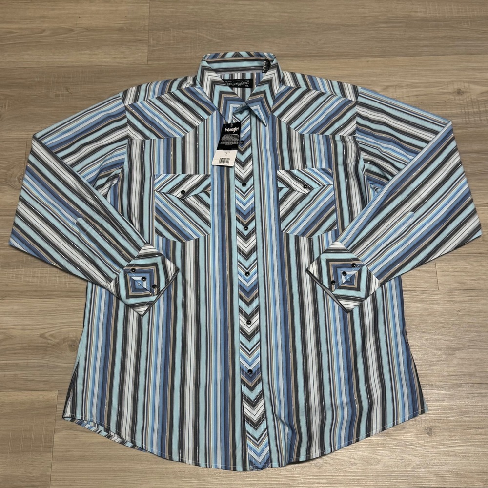 Wrangler Retro Premium Western Shirt Mens XL Pearl Snap Cowboy Rodeo Stripe NWT